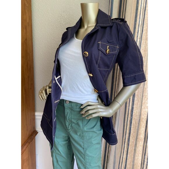 EUC Marc by Marc Jacobs Dark Denim Belted Safari Cargo Jacket 10 - Picture 5 of 8